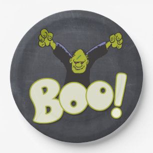 Frankie Monster Frankenstein Halloween Zwart Krijt Papieren Bordje