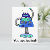 Frankie Robot: Blauw op wit Kaart (Staand voorkant)