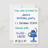 Frankie Robot: Blauw op wit Kaart (Achterkant)