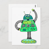 Frankie robot, groen op wit briefkaart (Voorkant / Achterkant)