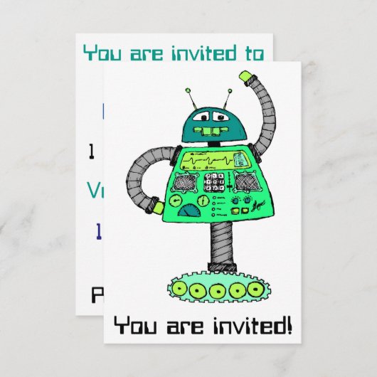 Frankie robot, groen op wit kaart (Voorkant / Achterkant)