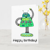 Frankie robot, groen op wit kaart (Gele Bloem)