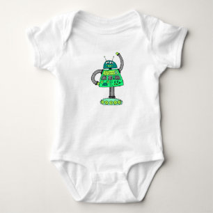 Frankie robot, groen op wit romper