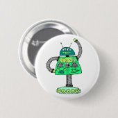 Frankie robot, groen op wit ronde button 5,7 cm (Voorkant /achterkant)