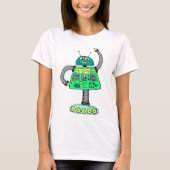 Frankie robot, groen op wit t-shirt (Voorkant)
