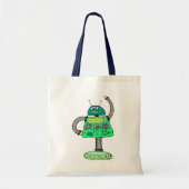 Frankie robot, groen op wit tote bag (Voorkant)