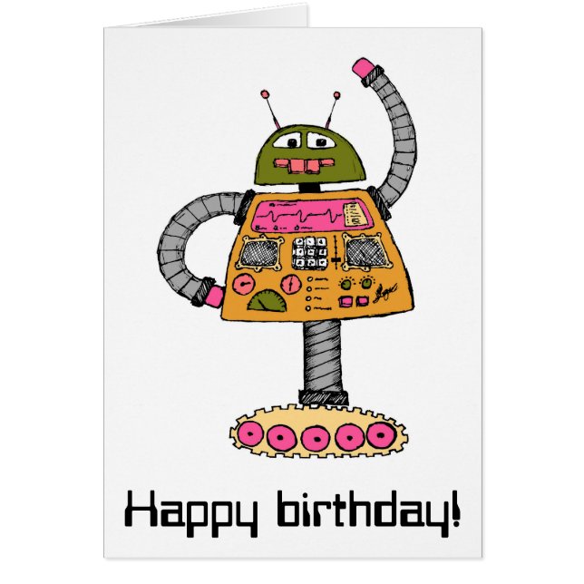 Frankie robot, oranje op wit (Voorkant)