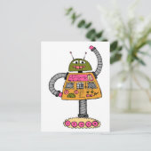 Frankie robot, oranje op wit briefkaart (Staand voorkant)