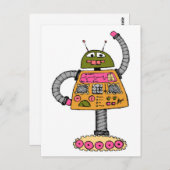 Frankie robot, oranje op wit briefkaart (Voorkant / Achterkant)
