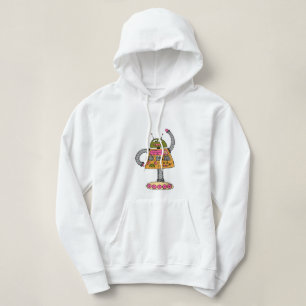 Frankie robot, oranje op wit hoodie