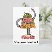 Frankie robot, oranje op wit kaart (Staand voorkant)