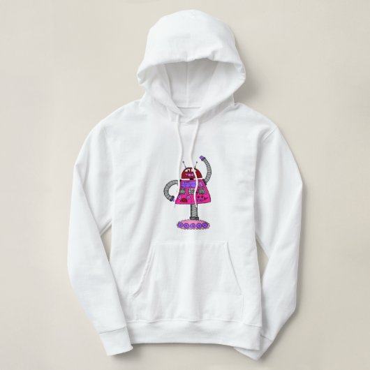 Frankie Robot: Roze op wit Hoodie (Design voorkant)