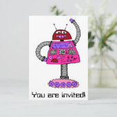Frankie Robot: Roze op wit Kaart (Staand voorkant)