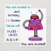 Frankie Robot: Roze op wit Kaart (Voorkant / Achterkant)