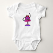 Frankie Robot: Roze op wit Romper (Voorkant)