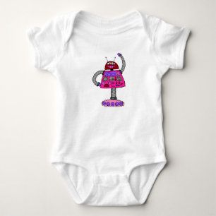Frankie Robot: Roze op wit Romper