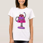 Frankie Robot: Roze op wit T-shirt (Voorkant)