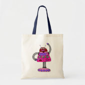 Frankie Robot: Roze op wit Tote Bag (Voorkant)