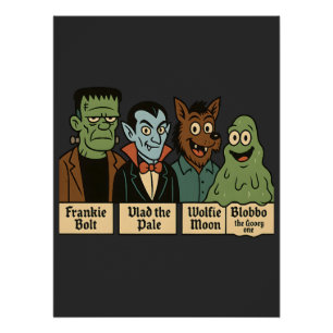 Frankie Vlad Wolfie Blobbo Cute Monster Squad Perfect Poster