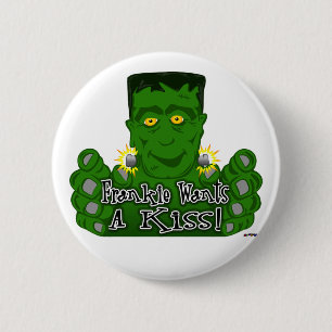 Frankie wil een kus. ronde button 5,7 cm