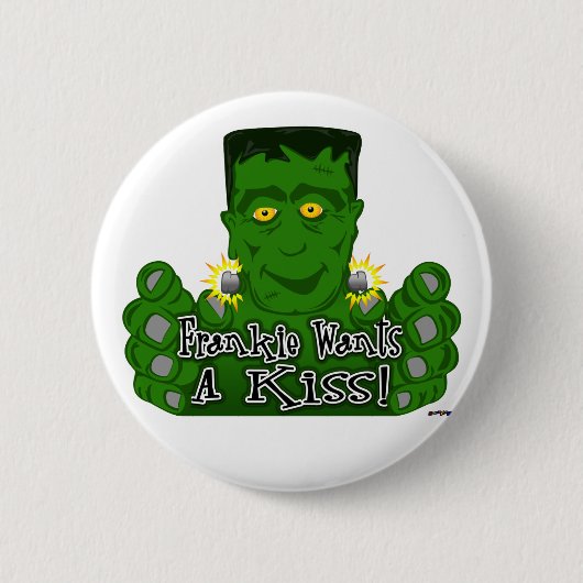 Frankie wil een kus. ronde button 5,7 cm (Voorkant)