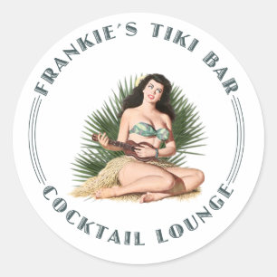 Frankie's Tiki Bar Hula Girl Ronde Sticker