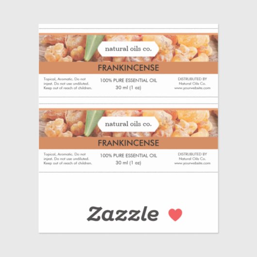 Frankincense Essential Oils Geurstof Flesetiket Sticker (Vel)