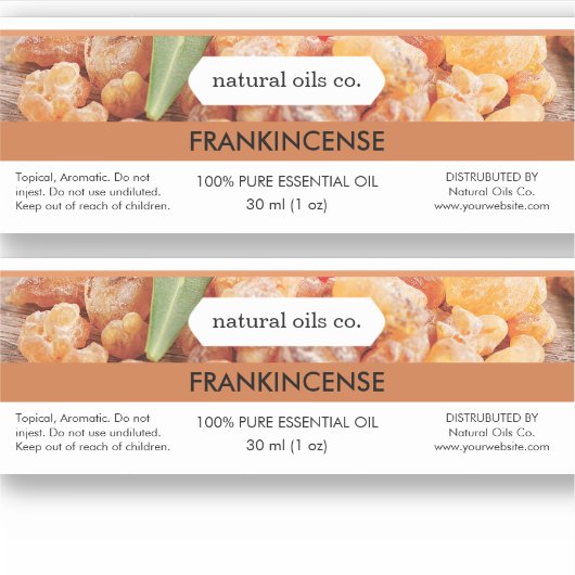 Frankincense Essential Oils Geurstof Flesetiket Sticker (Voorkant)