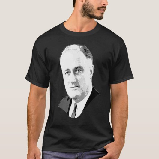 Franklin D Roosevelt Grayscale Pop Art T-shirt (Voorkant)