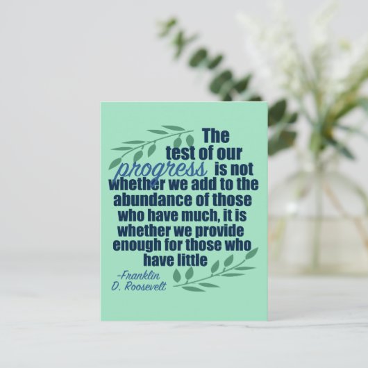 Franklin D. Roosevelt Inspirerend Progress Quote Briefkaart (Staand voorkant)