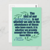 Franklin D. Roosevelt Inspirerend Progress Quote Briefkaart (Voorkant / Achterkant)