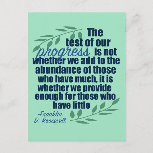Franklin D. Roosevelt Inspirerend Progress Quote Briefkaart (Voorkant)