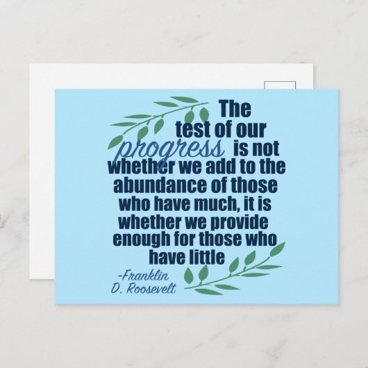 Franklin D. Roosevelt Inspirerend Progress Quote Briefkaart (Voorkant / Achterkant)