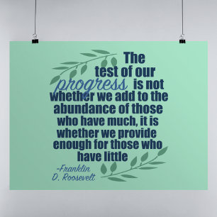 Franklin D. Roosevelt Inspirerend Progress Quote Poster