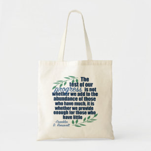 Franklin D. Roosevelt Inspirerend Progress Quote Tote Bag