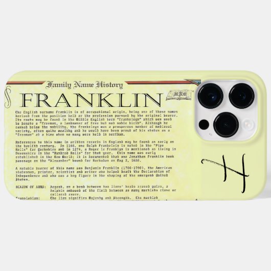 Franklin Geschiedenis Naam Iphone Case (Achterkant (horizontaal))