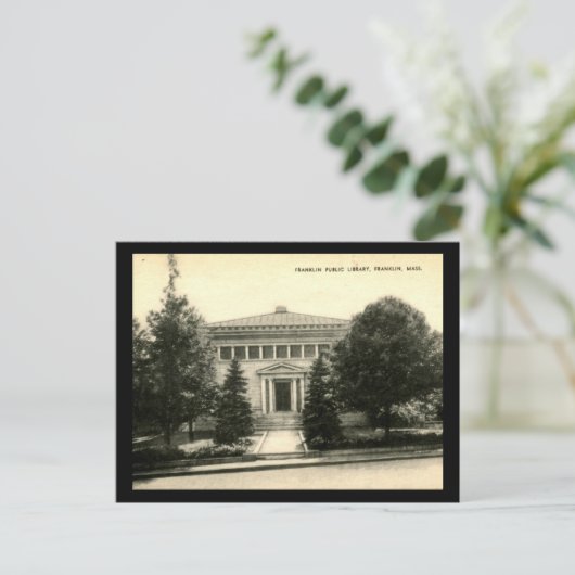 Franklin Library, Franklin, Massachusetts.  Briefkaart (Staand voorkant)