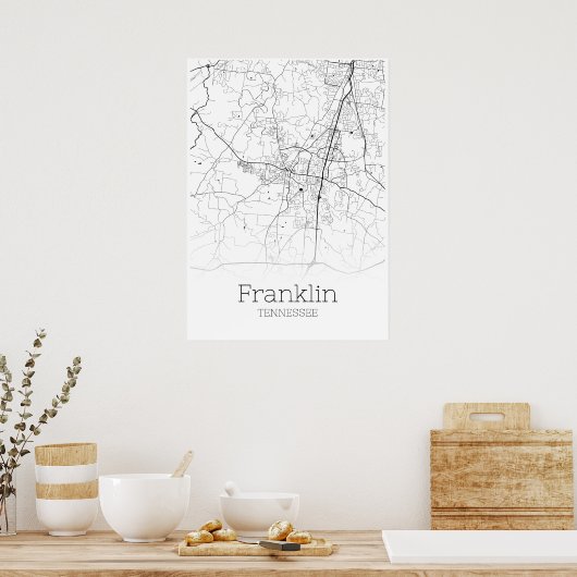 Franklin Map - Tennessee - City Map Poster (Keuken)