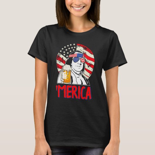 Franklin Merica 4 juli Merica Mannen Boys Ameri T-shirt (Voorkant)