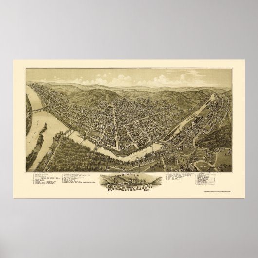 Franklin, PA Panoramic Map - 1901 Poster (Voorkant)