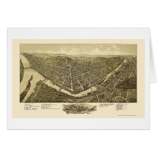 Franklin, PA Panoramische kaart - 1901 (Voorkant Horizontaal)