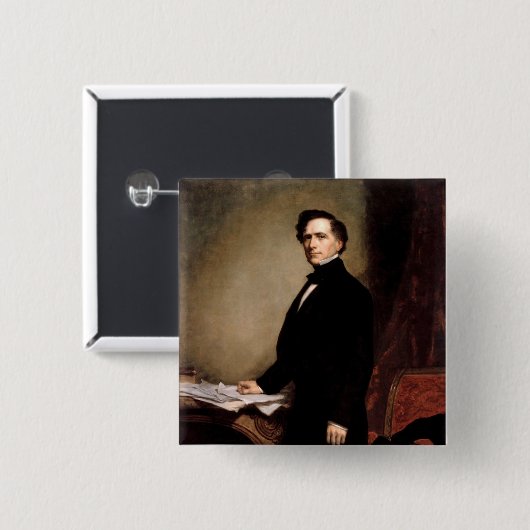 Franklin Pierce Vierkante Button 5,1 Cm (Voorkant /achterkant)