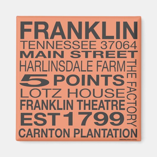 Franklin Tennessee Magnet (Voorkant)