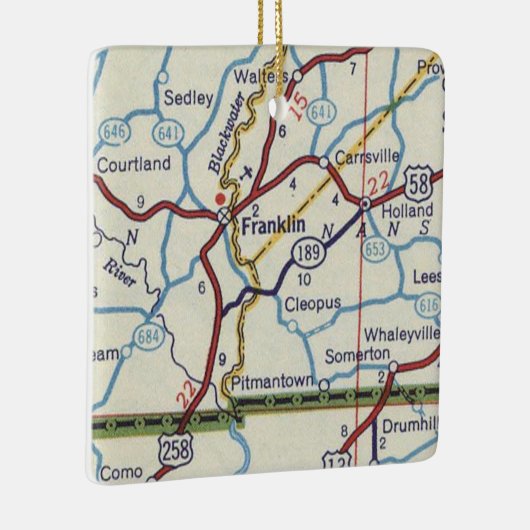 Franklin VA kaart Keramisch Ornament (Rechts)