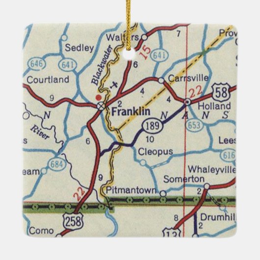 Franklin VA  kaart Keramisch Ornament (Achterkant)