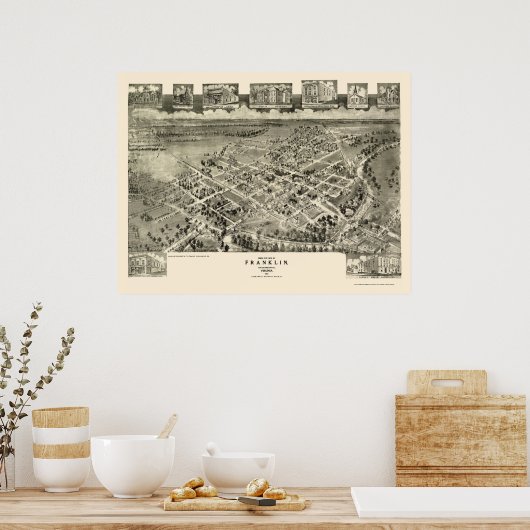Franklin, VA Panoramic Map - 1907 Poster (Keuken)