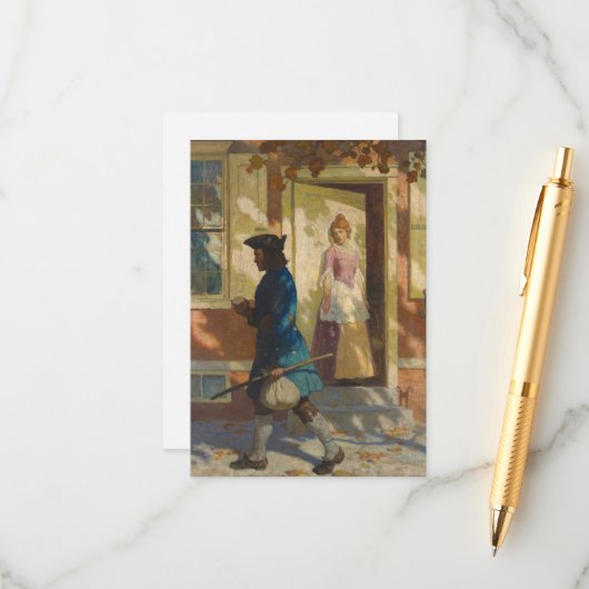 Franklin's aankomst in Philadelphia door N.C. Wyet Informatiekaartje (Voorkant / Achterkant in situ)