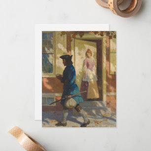 Franklin's aankomst in Philadelphia door N.C. Wyet Notitiekaartje