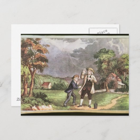 Franklin's experiment in elektriciteit briefkaart (Voorkant / Achterkant)