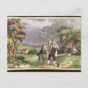 Franklin's experiment in elektriciteit briefkaart